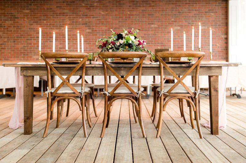 Wood table 2024 and chair rentals